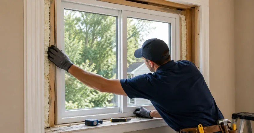 close-up of Low-E glass coating on an insulated window Sumac Ridge, Woodstock