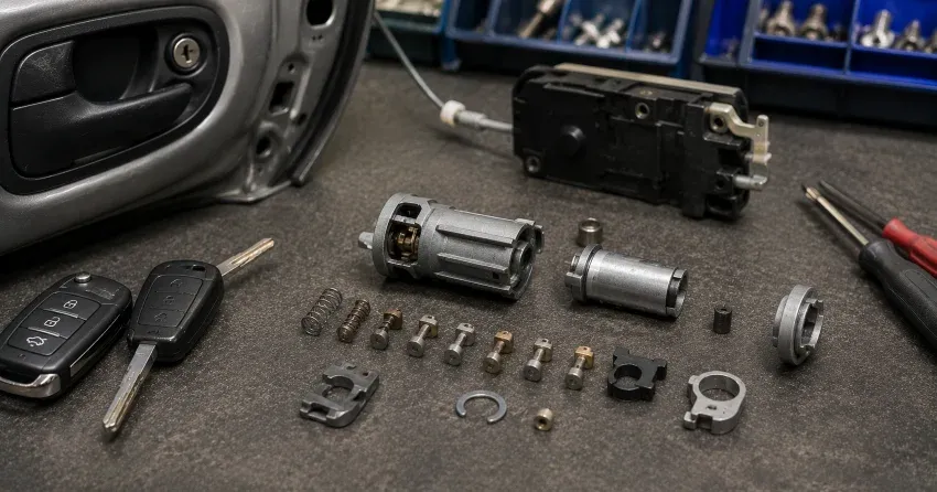 technician testing a car key fob during Car Lock Repair Woodstock