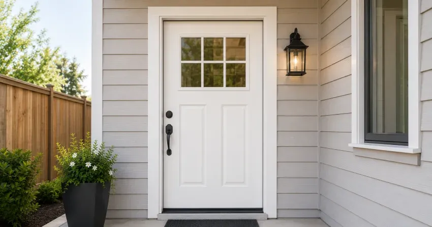technician installing exterior door frame in North Woodstock, Woodstock