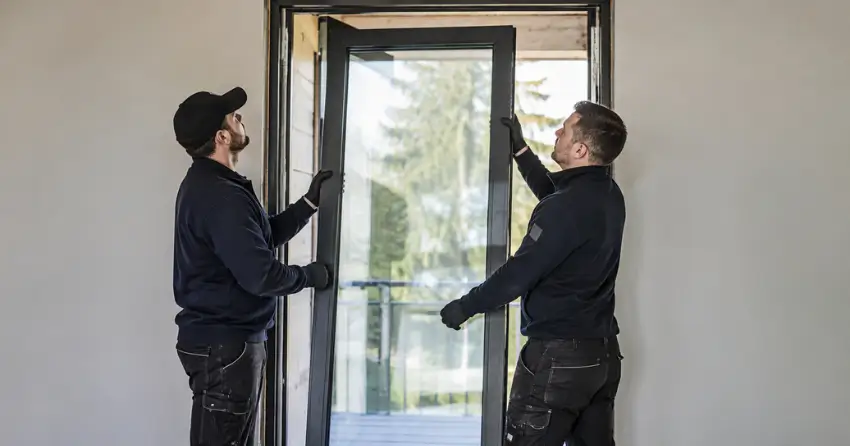 new glass panel being fitted into door frame in Woodstock