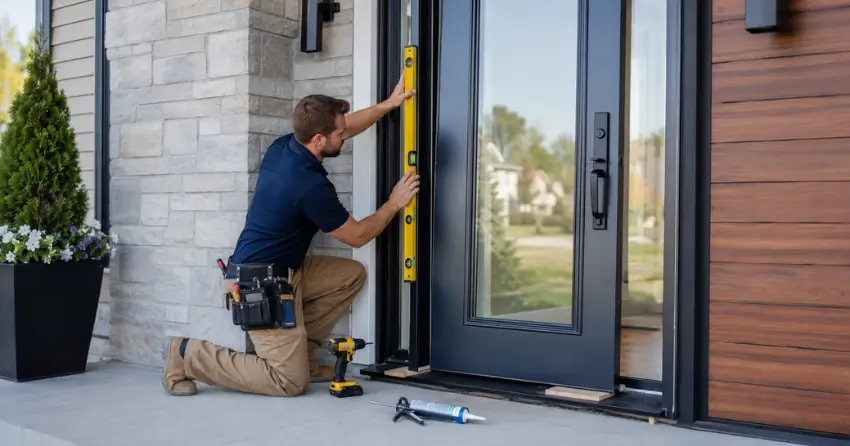 glass outside door installation with energy-efficient double-pane glazing in Woodstock