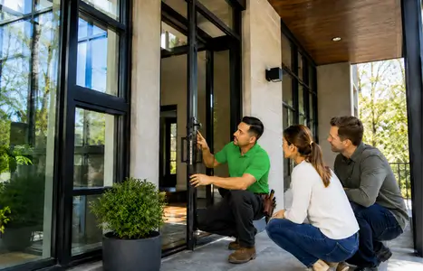 Modern home exterior with floor-to-ceiling windows by Windows & Doors Woodstock